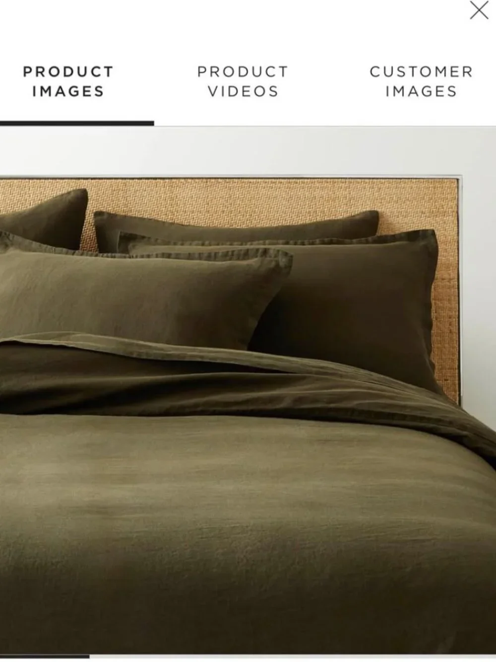 NEW CB2 Forest Green QUEEN 100% Linen Duvet Cover ONLY. NO SHAMS